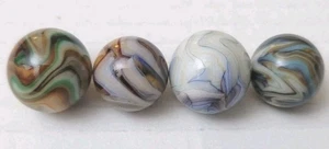 Vintage Glasmurmeln 4er Set - Mehrfarbig Wirbel Design Sammlerstück - Bild 1 von 8