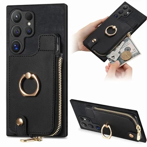 For Samsung Galaxy S25 Ultra S24 S23 FE Retro Ring Leather Wallet Phone Cover - Picture 1 of 20