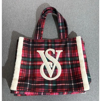 Victoria's Secret | Women's Plaid Tote Bag W/ Fur Logo Holiday Limited Edition - Image 1 of 2