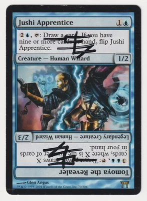 Double Signed Jushi Apprentice MP Champions of Kamigawa Artist Glen Angus MTG! - Image 1 of 2