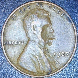 1937 Lincoln Wheat Cent Struck Through - Picture 1 of 3