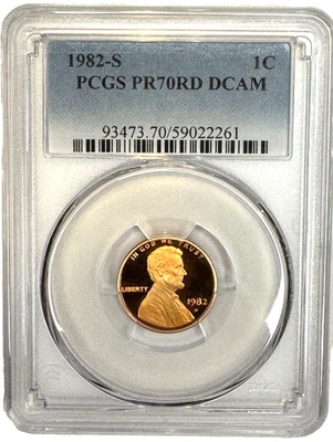 1982 S 1C Lincoln Cent LOW POP Graded Proof Flawless by PCGS PR70 RD DCAM - Image 1 of 2