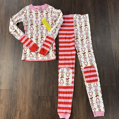 Nuevo con etiquetas Pijama Hanna Andersson Orgánico Largo Johns Dr Seuss Cindy Lou Bastón de Caramelo 12 Foto 1 de 4