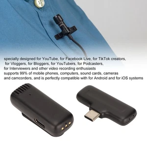 Black Wireless Lavalier Microphone Noise Reduction Plug And Play Clip On Lap NEW - Afbeelding 1 van 12