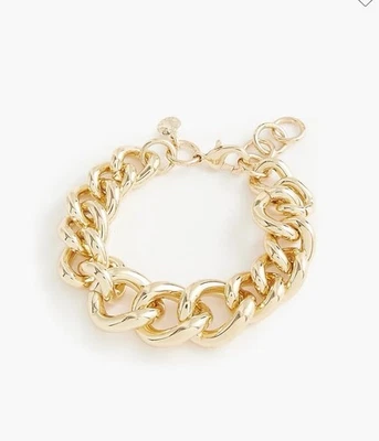 NOVO J. Pulseira Crew Chunky Gold Curb Chain Link icônica declaração - Imagem 1 de 3