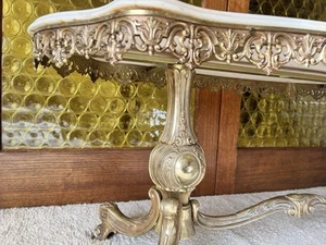 Marble & Brass Long Coffee Table - Picture 1 of 3