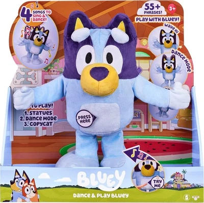 MOOSE TOYS Bluey Dance and Play Talking and Animated Toy Plush 4 Songs 3 Games 55 Phrases