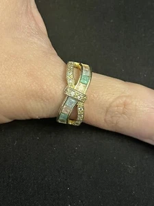 Anello donna vintage pietre colorate tono oro - Foto 1 di 1