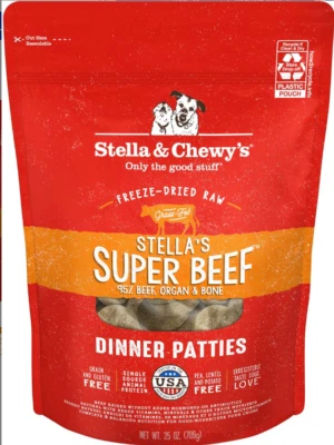 Stella & Chewy's Super Beef Dinner Patties Freeze-Dried Raw Dog Food 25 oz