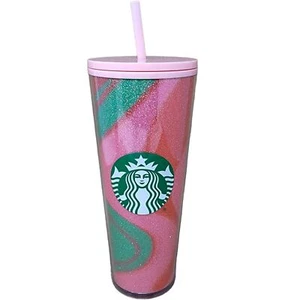Starbucks Christmas 2020 Glitter Peppermint Swirl 24 oz Cold Cup Tumbler New - Imagen 1 de 7