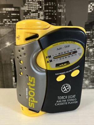 Vintage 90s Torch Light Yellow Sports Walkman Radio Cassette Player Flashlight - Image 1 of 4