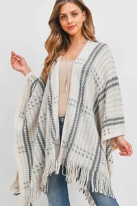 KIMONO STRIPED WARMER OPEN FRONT - Picture 1 of 4