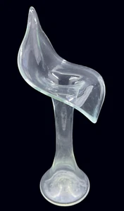 Vintage Handblown Glass Vase Jack In The Pulpit Flower 12" Very Pale Blue Green - Picture 1 of 5