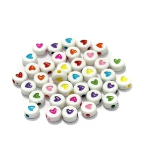 Cuentas redondas de corazón cuenta de acrílico multicolor 6 mm con cuerda de cristal de 10 metros - Imagen 1 de 6