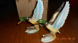 Very Colorful Mallards in Ceramic Hand painted in Japan 6" Tall x 6" Across NIB - Picture 1 of 6