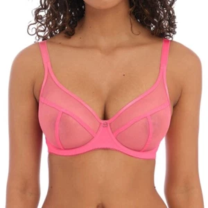 Freya Snapshot Bra Pink Size 36E Underwired High Apex Plunge Sheer Mesh 400921 - Picture 1 of 12