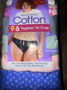 Hanes ~ 9-Pair Women's Hi-Cut Underwear Panties Cotton Breathable ~ 3XL/10 - Picture 1 of 3