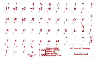 Spanish traditional transparent keyboard sticker  Red letters Online-Welcome - Image 1 of 3