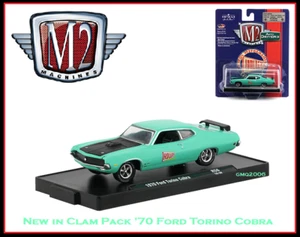 New M2 1/64 Diecast Car '70 Ford Torino Cobra on Display Stand in Clam Pack - Picture 1 of 7