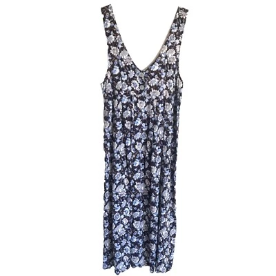 Vestido Impressions of California Vintage Tamanho M Sem Mangas Azul Floral Midi - Imagem 1 de 4