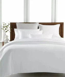 Hotel Collection Yarn Dyed 525 TC Cotton FULL/QUEEN Duvet Cover White - Picture 1 of 5