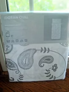 IKEA IDGRAN OVAL Twin size Quilt Cover with Pilowcase White Gray Bed Set - NEW - Picture 1 of 11