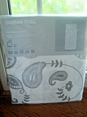 IKEA IDGRAN OVAL Twin size Quilt Cover with Pilowcase White Gray Bed Set - NEW - Image 1 of 4