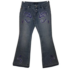 VTG 90s London Women's Size 8 Jeans 90s y2k Studded Painted Pocketless Back - Picture 1 of 8