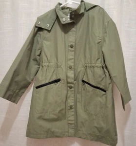 ZARA KIDS 8 GIRLS LIGHTWEIGHT JACKET RAIN COAT KHAKI GREEN NWT - Picture 1 of 6