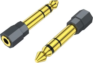 6.3mm 1/4" Male plug to 3.5mm 1/8" Female Jack Stereo Headphone (pack of 2) - Picture 1 of 6