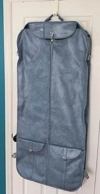 American Tourister Escort Garment Bag Vintage Blue Faux Leather - Image 1 of 4