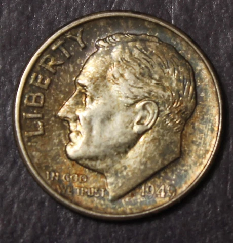 1949 S Roosevelt Dime Choice BU Mint Set Toned..........................Lot 110 Cover
