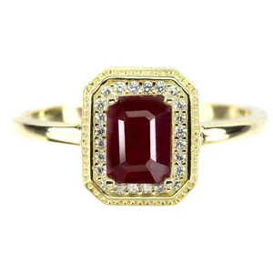 925 Sterling Silver Ring Octagon Ruby 7x5mm Natural Gemstone Jewelry Size 9 - Picture 1 of 9