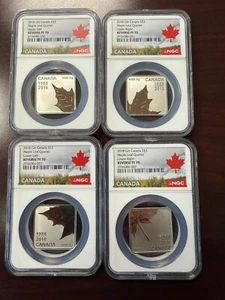 2018 3 $ Maple Leaf Quartet COMPLETE NGC PF70 REVERSE PROOF SET! PF 70 CANADA OGP - Bild 1 von 6