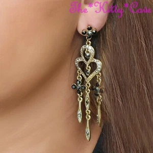 Pendientes de gota de corazón con gemas de Swarovski con candelabro gótico étnico Regency Deco - Imagen 1 de 6