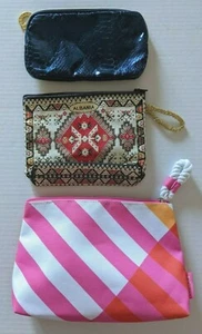 Lot Of 3 Cosmetic Bag Pouch Makeup Case Clinique Estee Lauder Ethnic Zipper - Picture 1 of 6