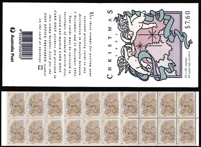 Australia Booklet 1991.11.01. Christmas 20x 38c Renaissance Frescoes MNH A010 - Image 1 of 3