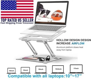Adjustable Universal Portable Laptop Stand Riser Aluminum, Slide-Proof Feet - Picture 1 of 11