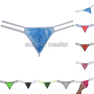 Perizoma uomo in pizzo bikini trasparente stringhe a G borsa biancheria intima - Foto 1 di 16