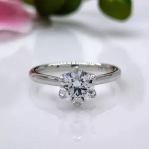 1,26 kt Rundschliff Lab gezüchtet Diamant Solitär Vorschlag Ring 925 Sterlingsilber - Bild 1 von 7