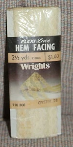 2-Vintage Wrights Flexi-Lace Hem Facing Oyster-28- 2.5 Yds Sewing Fast Ship - Picture 1 of 2