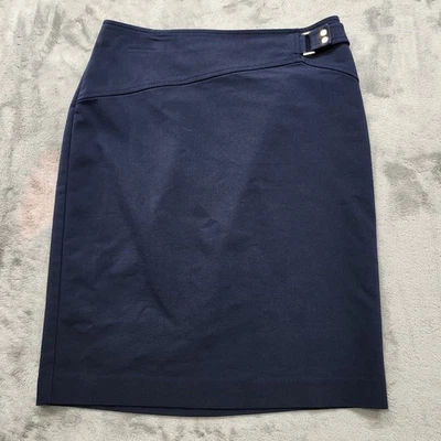 Falda Alfani Mujer 4 Azul Lápiz Corte Recto Espalda Cremallera Hebilla Detalle Elastizada Foto 1 de 4