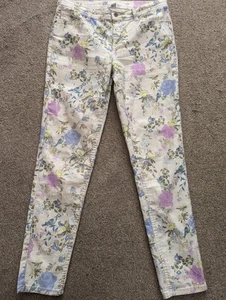 Monsoon Cream Floral Slim Fit Jeans - Size 12 - Picture 1 of 15