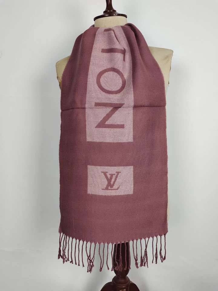 Louis Vuitton genuino vintage rosa lana invierno bufanda bufandas Foto 1 de 4