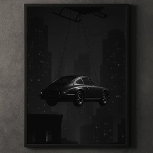 Porsche 911 Noir Poster – Dark Urban Classic Car Wall Art Print, Garage Decor - Picture 1 of 27