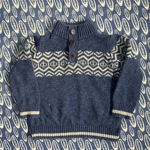Osh Kosh B’gosh Kids Todddler Fair Isle Blue Button Sweater Size 4T - Picture 1 of 11