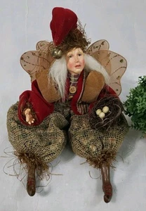 Katherine's Collection Woodland Fairy Elf 8" Shelf Sitter Figurine Birds Nest - Picture 1 of 9
