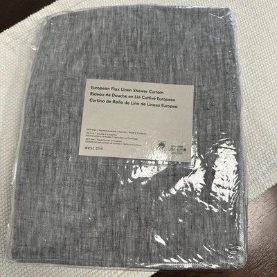 Nuevo con etiquetas Cortina de Ducha West Elm European Lino Lino, Pizarra Melange 72x74STANDARD Foto 1 de 4