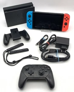 Nintendo Switch Konsole | Blau/Rot | inkl. Dock, Kabel & Original Pro Controller - Bild 1 von 9