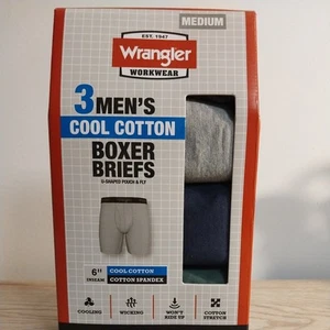 Men's Wrangler Workwear Boxer Briefs 3 Pk. Cool Cotton 6 in. inseam Size M* - Picture 1 of 1